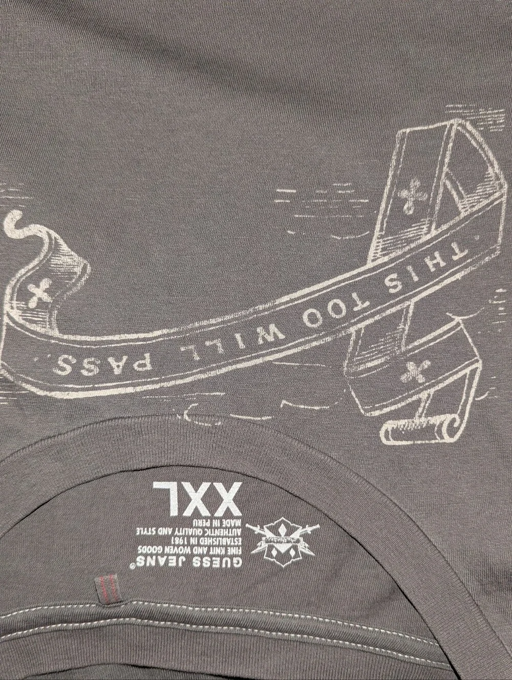 Guess Vintage 2000s "This Too Will Pass" T-shirt Men's 2XL - Picture 4 of 7